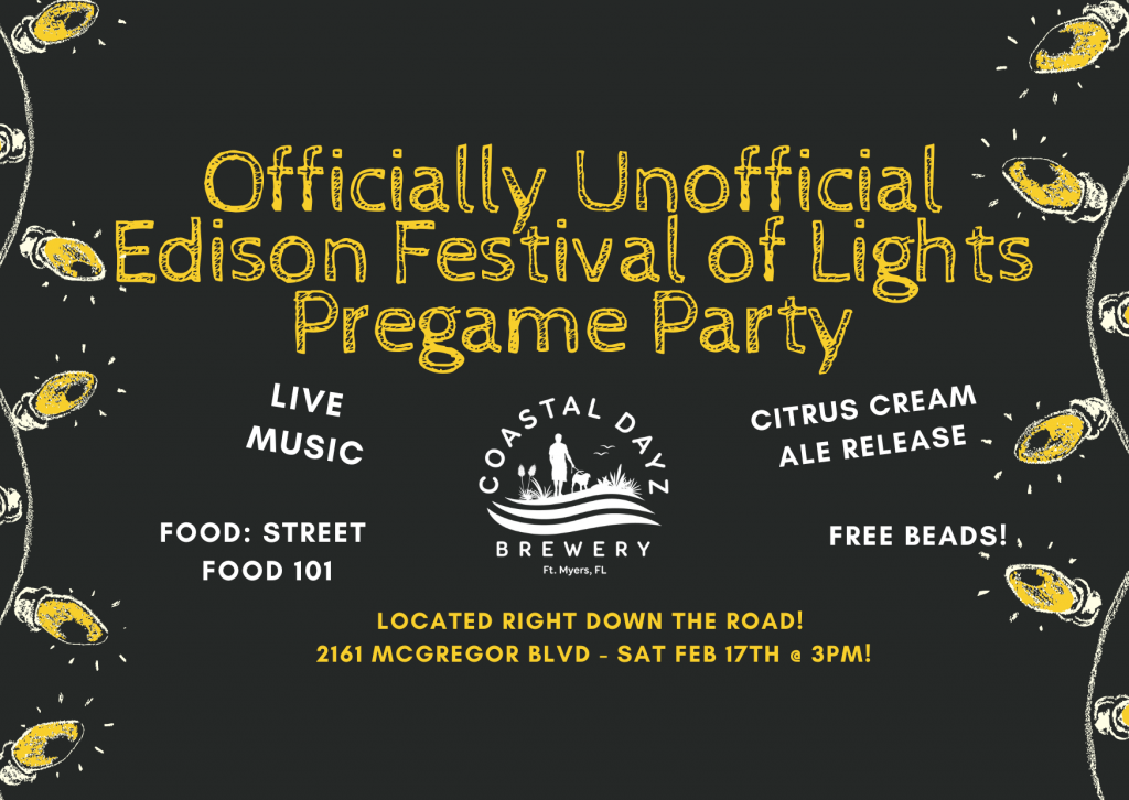 Officially Unofficial Edison Festival of Lights Pregame Party Coastal